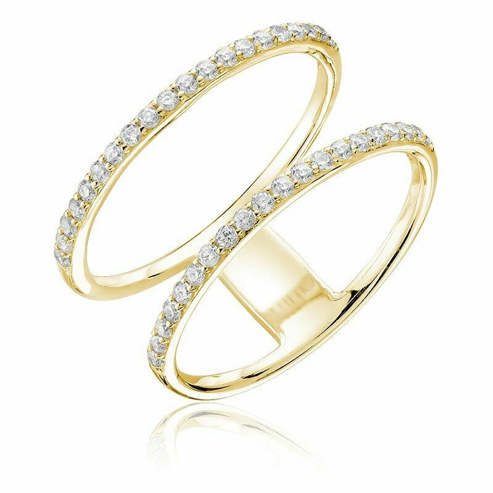 Open Split Shank Diamond Fashion Ring Yellow Gold