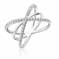 Double Diamond Crossover Ring Gold