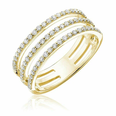 Open Split Triple Shank Diamond Fashion Ring Yellow Gold