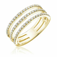 Open Split Triple Shank Diamond Fashion Ring Yellow Gold