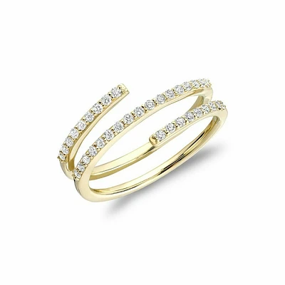 Linear Double Wrap Diamond Ring Yellow Gold