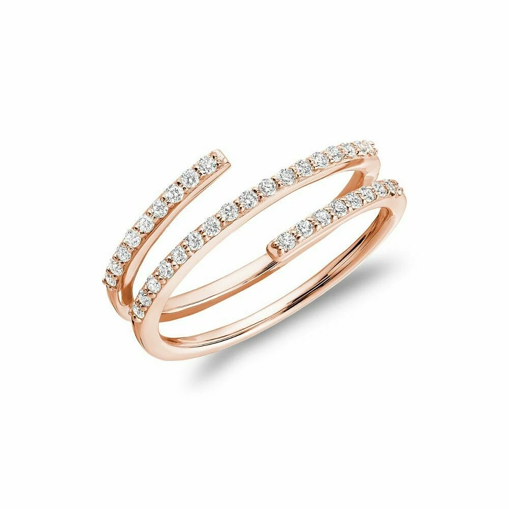 Linear Double Wrap Diamond Ring Rose Gold