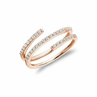 Linear Double Wrap Diamond Ring Rose Gold