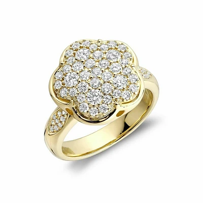 Flower Mount Diamond Fashion Ring 1.00CTDI Yellow Gold