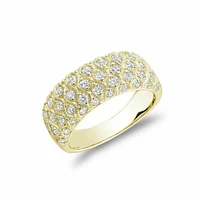 Three Row Fashion Ring Yellow Gold