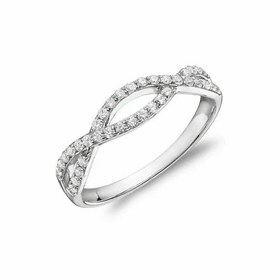 Diamond Pave Infinity Style Band 14KT Gold 0.30CTDI