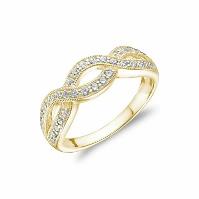 Diamond Pave Infinity Style Band 14KT Yellow Gold 0.51CTDI