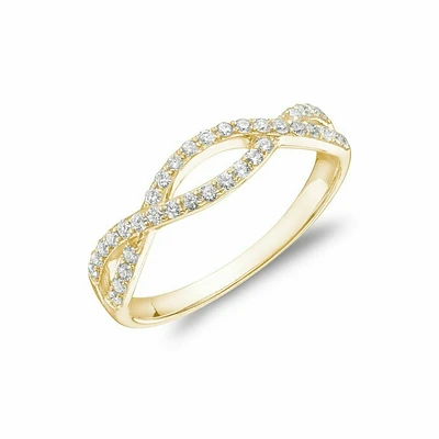 Diamond Pave Infinity Style Band 14KT Yellow Gold 0.30CTDI