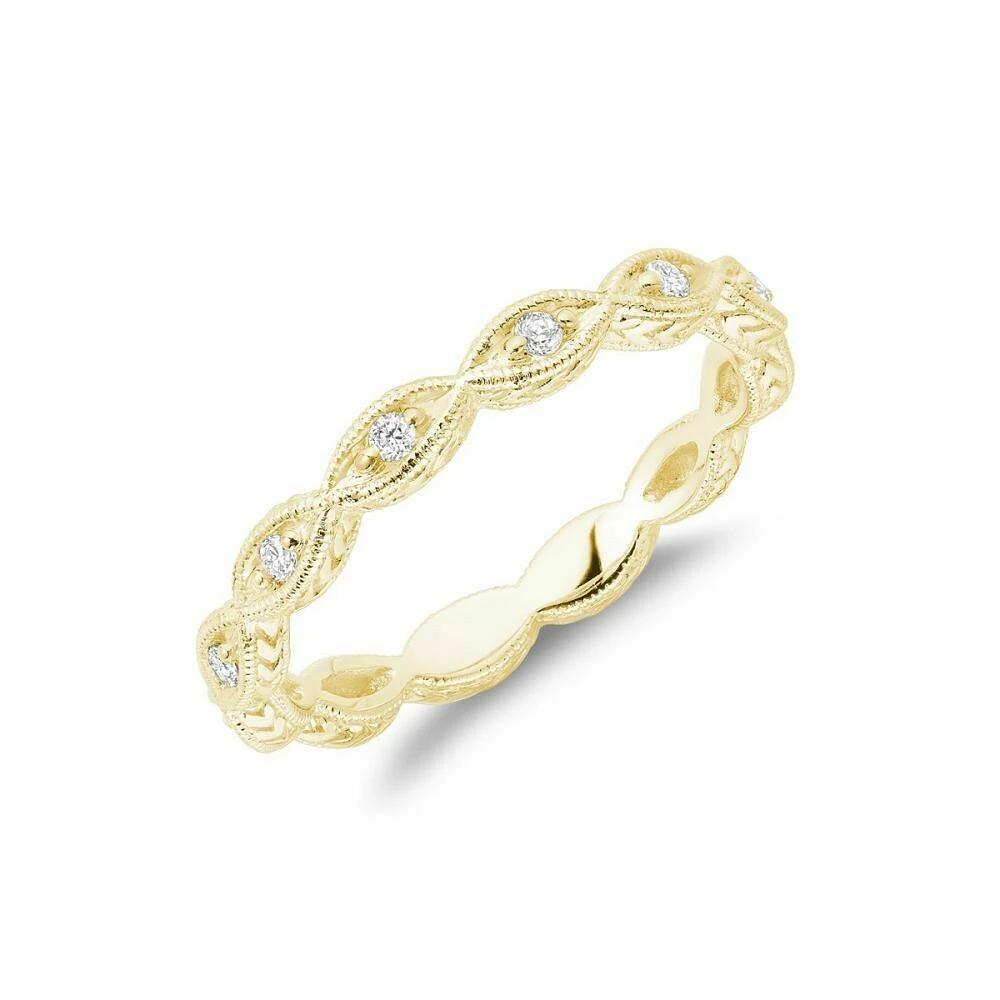 Milgrain Marquise Diamond Stackable Ring Yellow Gold