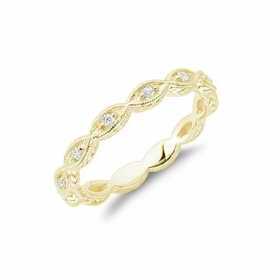Milgrain Marquise Diamond Stackable Ring Yellow Gold