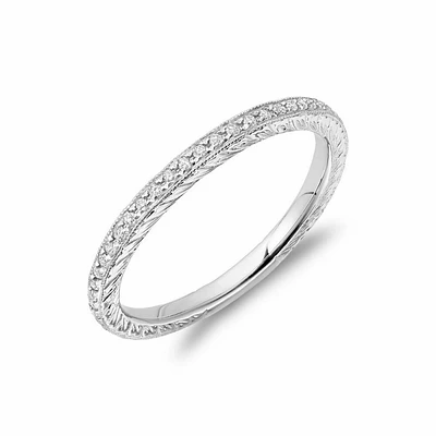 Diamond Pave Milgrain Stackable Band 14KT Gold 0.19CTDI