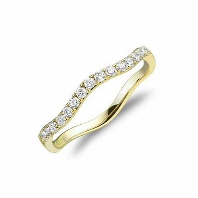 Twist Curved Diamond Stackable Ring Yellow Gold