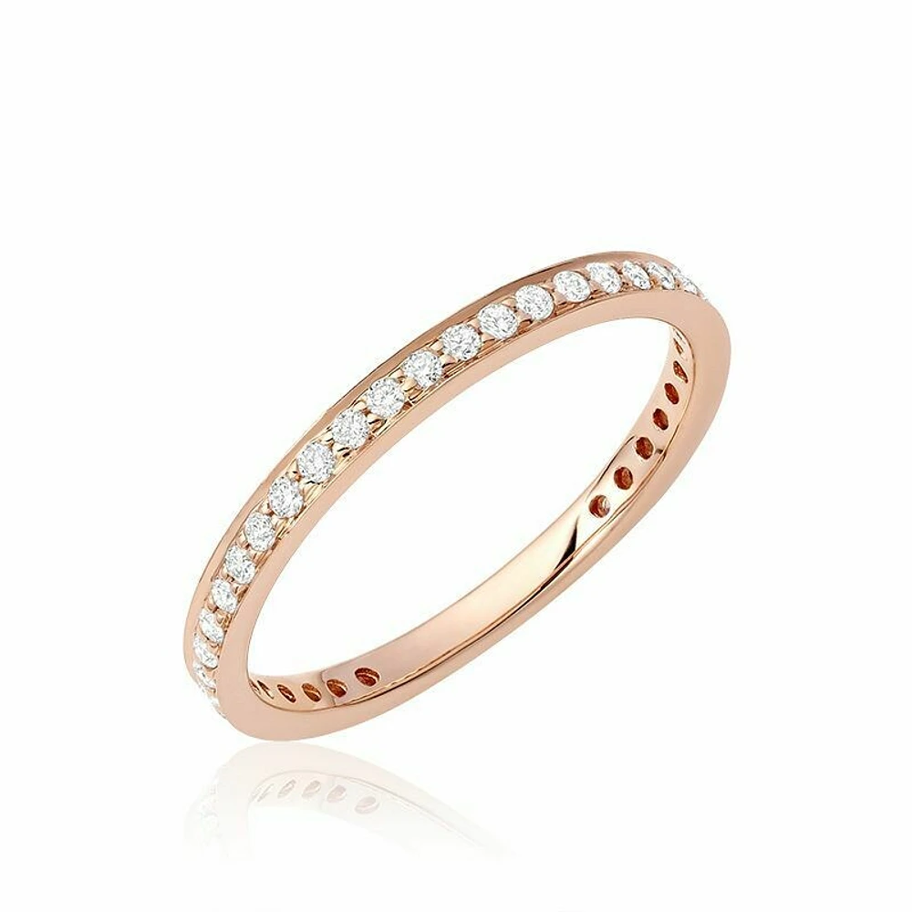 Diamond Pave 3/4 Eternity Stackable Band 14KT Rose Gold 0.27CTDI