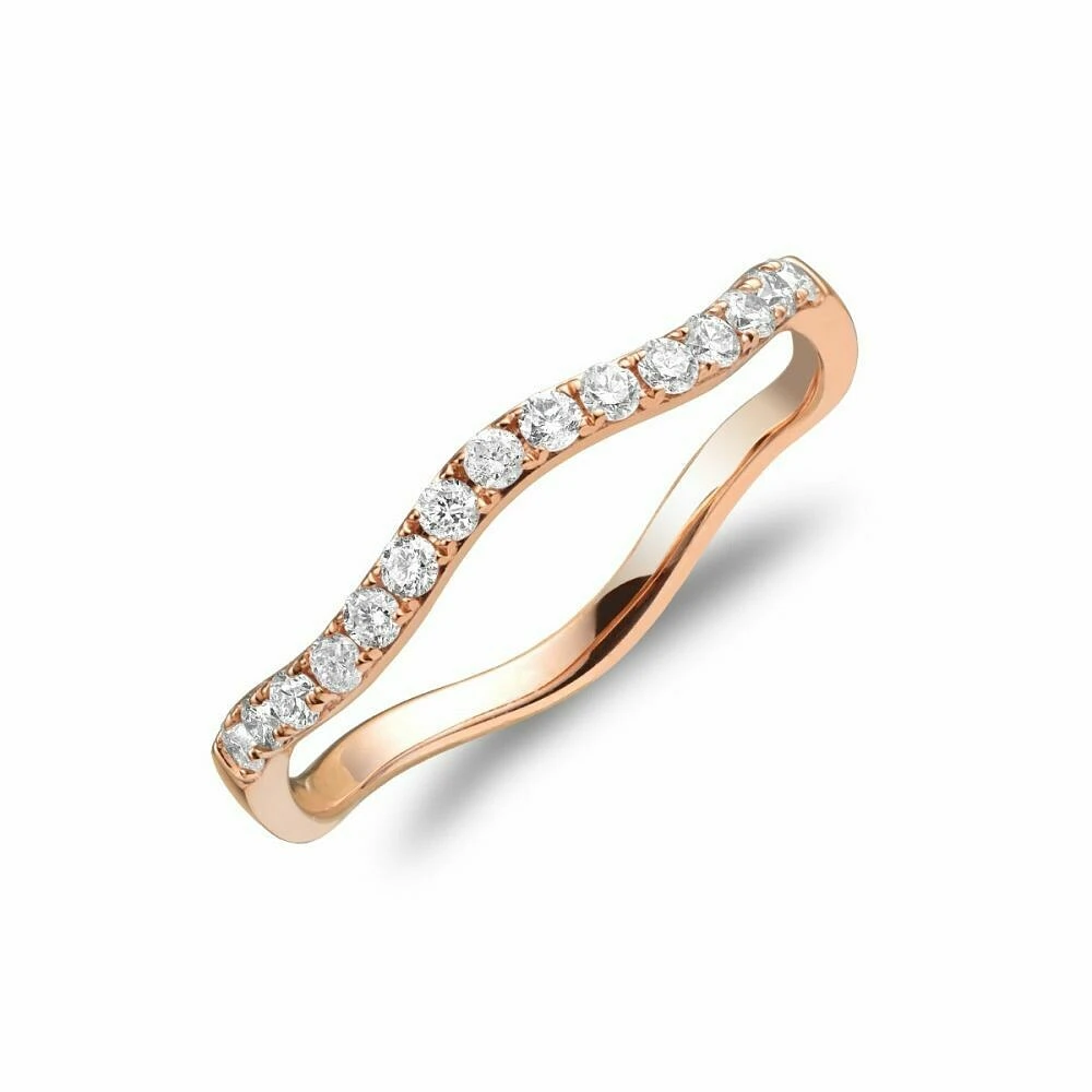 Twist Curved Diamond Stackable Ring Rose Gold