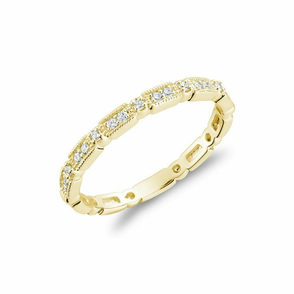 Milgrain Diamond Stackable Ring Yellow Gold