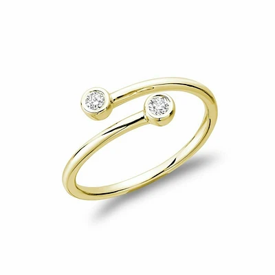 Double Bezel Crossover Diamond Ring Yellow Gold