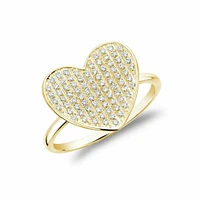 Curved Heart-Shaped Diamond Ring Gold