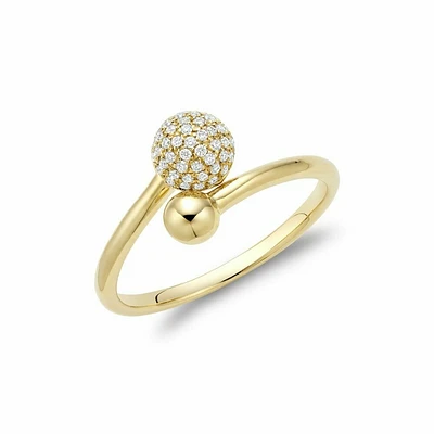 Diamond Pave Crossover Ring Gold