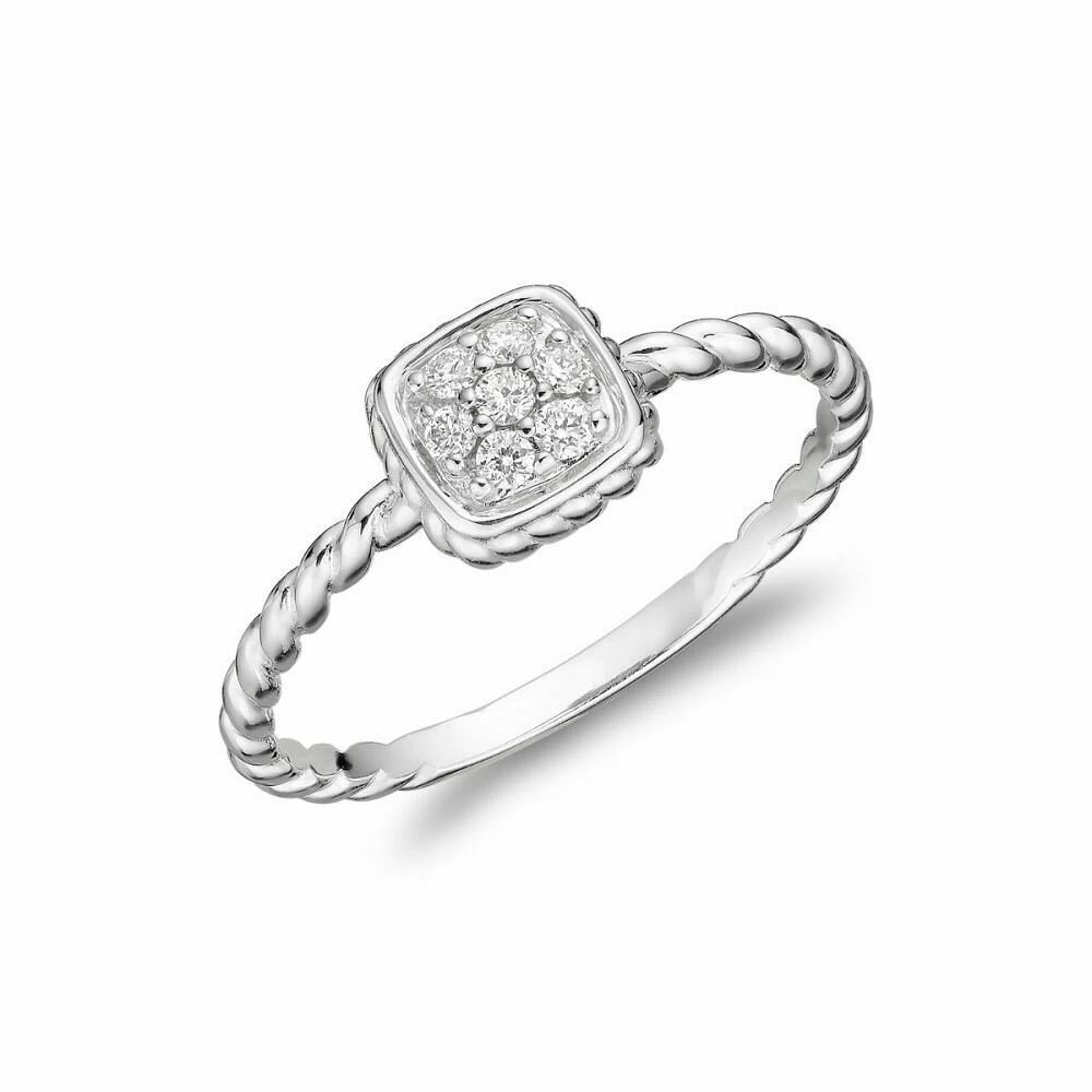 Round Rope Diamond Ring White Gold