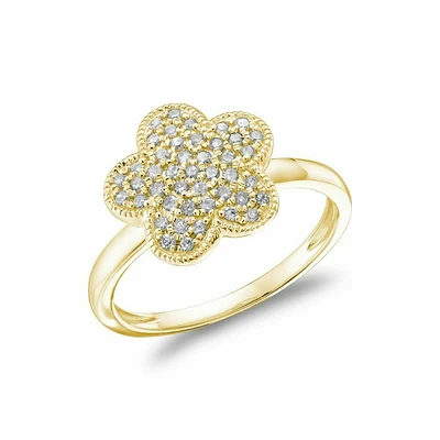 Flower Leaf Diamond Ring Gold