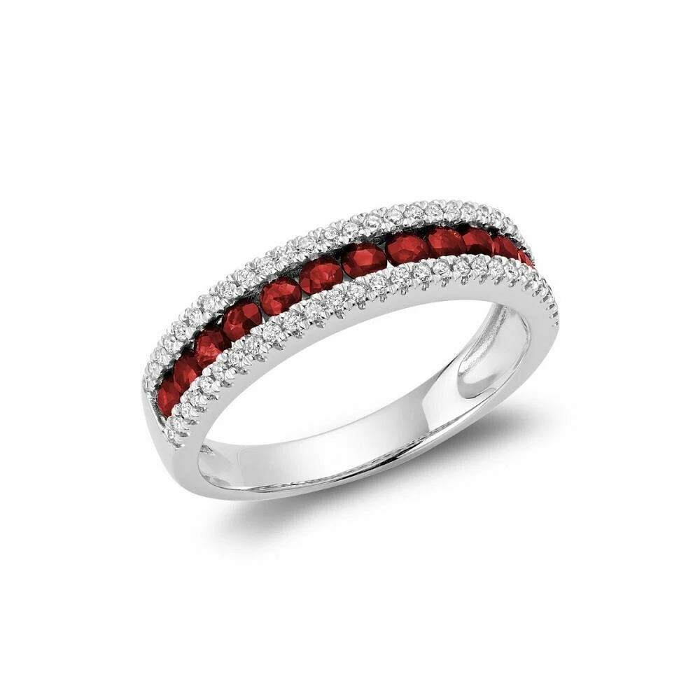 Semi Eternity Ruby & Diamond Ring Gold