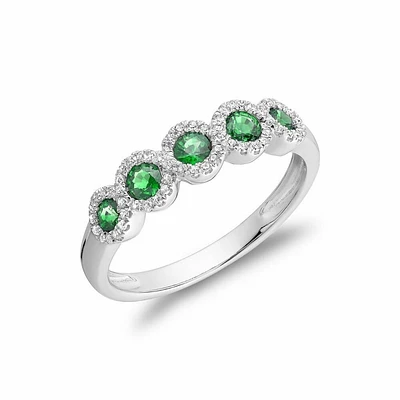 Emerald & Diamond Frame Ring White Gold