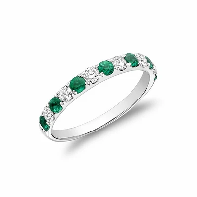 Pavé Emerald & Diamond Ring White Gold