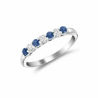 Semi Eternity Blue Sapphire & Diamond Ring Gold