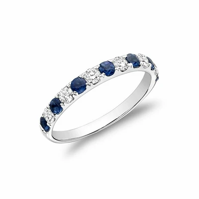 Pavé Blue Sapphire & Diamond Ring White Gold