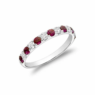 Pavé Ruby & Diamond Ring White Gold