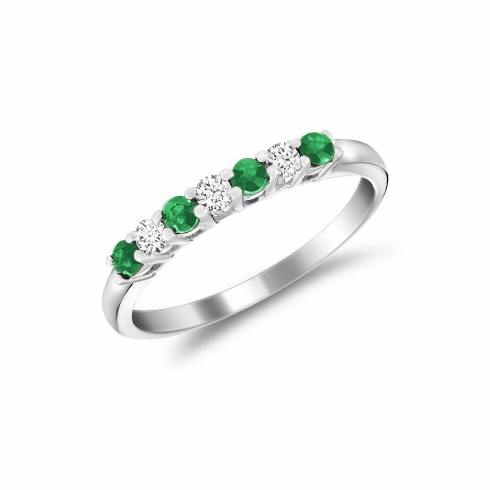 Semi Eternity Emerald & Diamond Ring Gold