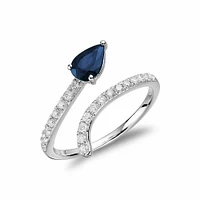 Snake Blue Sapphire & Diamond Ring White Gold