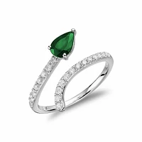 Snake Emerald & Diamond Ring White Gold