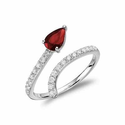 Snake Ruby & Diamond Ring White Gold