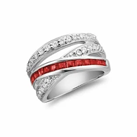 Bypass Wide Ruby & Diamond Ring White Gold