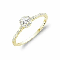 Round Diamond Halo Engagement Ring Gold