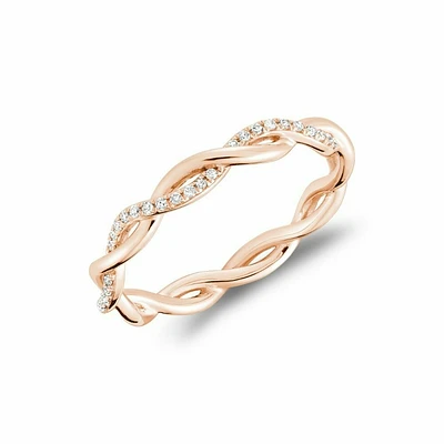 Twisted Diamond Band 10KT Rose Gold 0.10CTDI