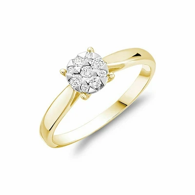 Illusion Setting Diamond Ring Yellow Gold
