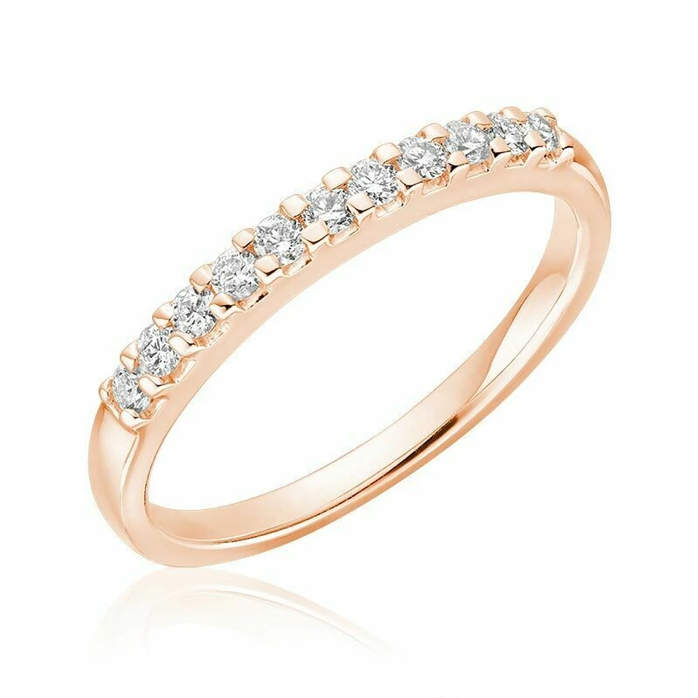 Diamond Claw Set Semi Eternity Band 10KT Rose Gold 0.15CTDI