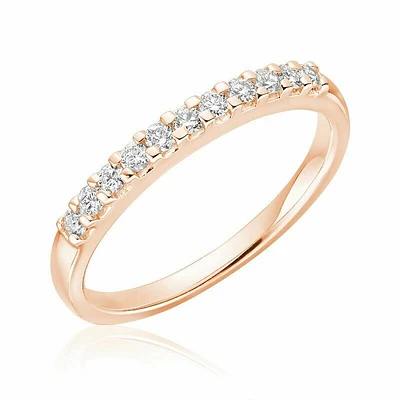 Diamond Claw Set Semi Eternity Band 10KT Rose Gold 0.15CTDI