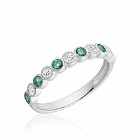 Semi Eternity Emerald & Diamond Band White Gold