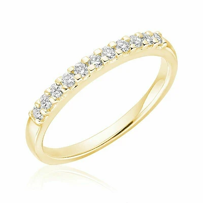 Diamond Claw Set Semi Eternity Band 10KT Yellow Gold 0.15CTDI
