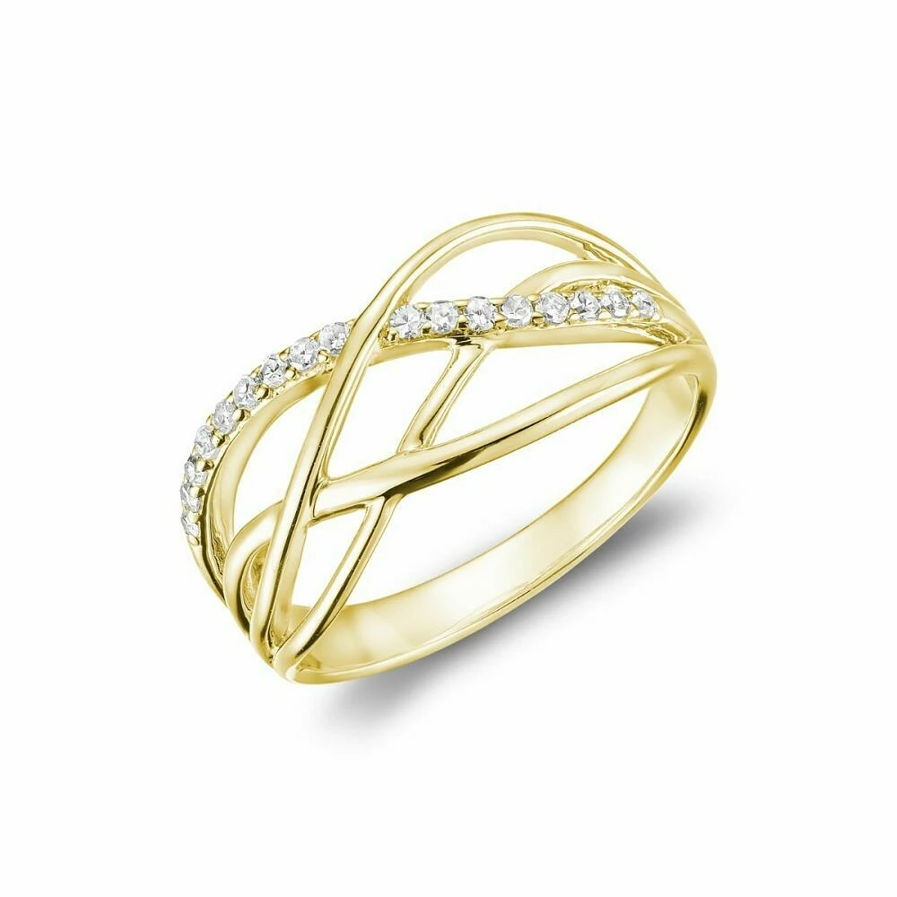 Split Waves Diamond Ring Yellow Gold