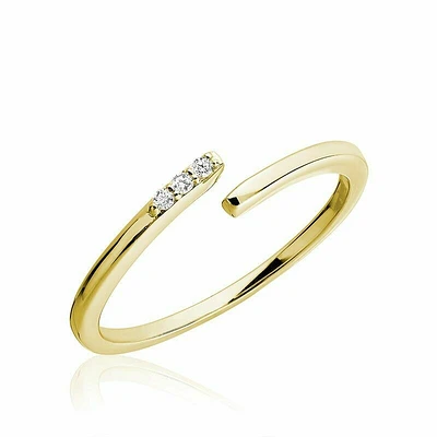 Three Stone Bypass Diamond Ring 10KT Yellow Gold 0.03CTDI