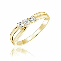 Three Stone Solitaire Fashion Ring Gold