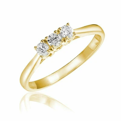 Three Stone Diamond Ring 10KT Gold 0.17CTDI