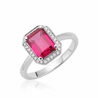 Created Ruby & Diamond Emerald Cut Ring