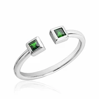 Split Open Shank Emerald Ring White Gold