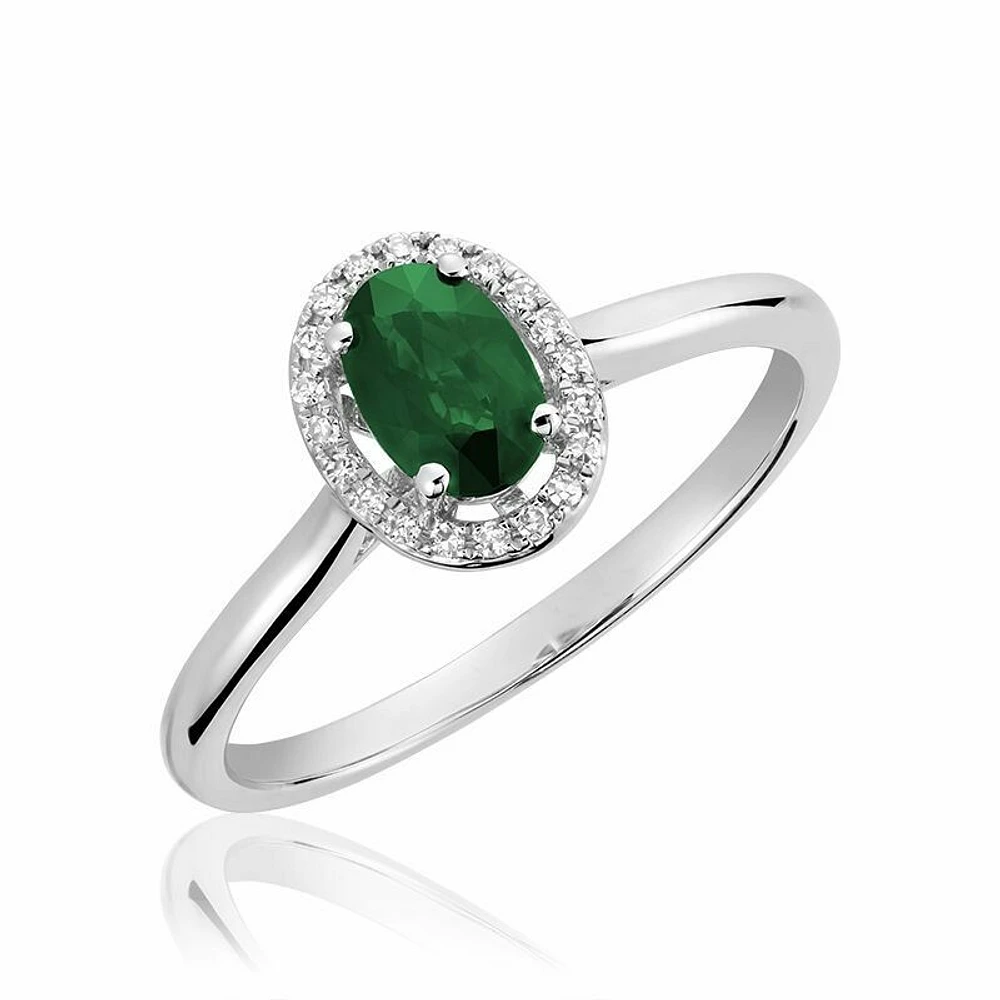 Oval Emerald & Diamond Halo Ring