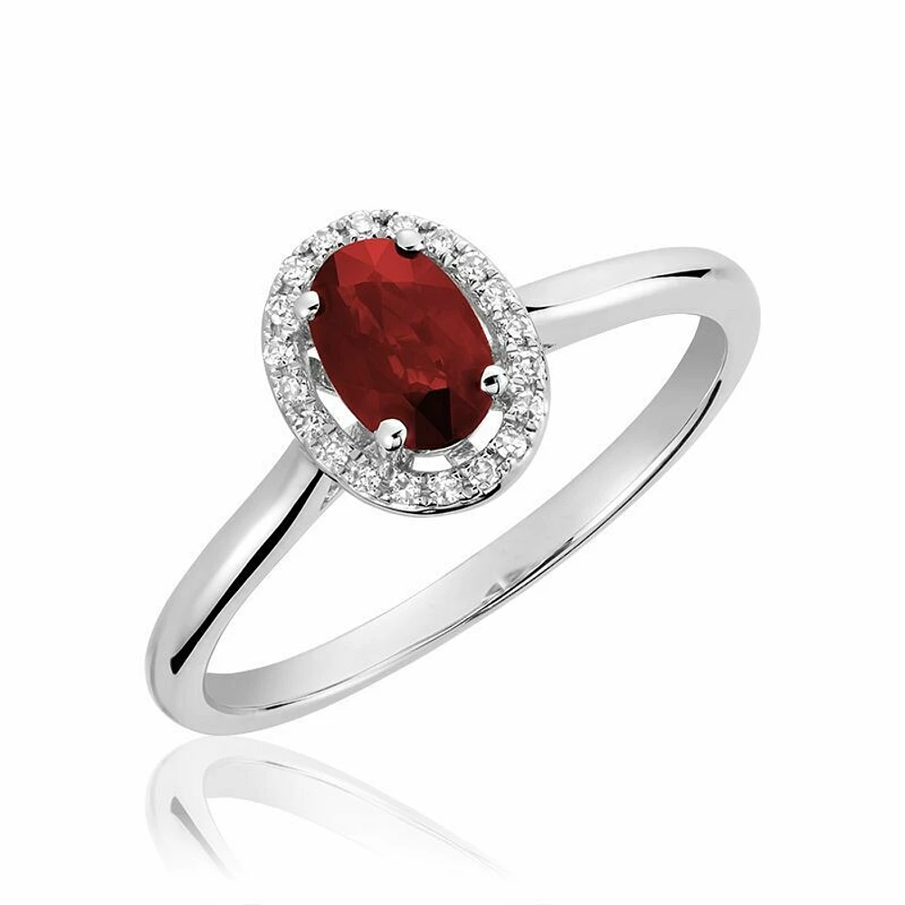 Oval Ruby & Diamond Halo Ring